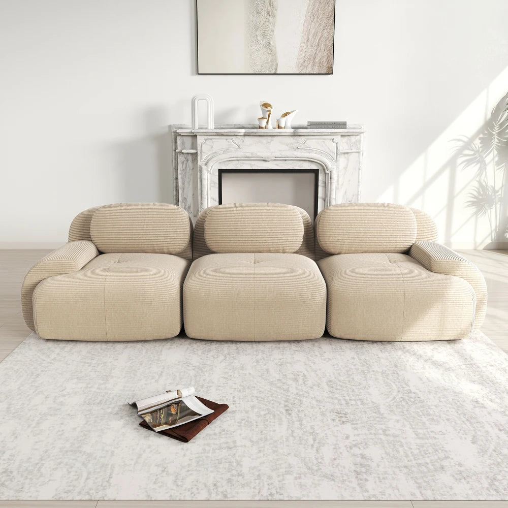 Sofá de pana beige (3 Plazas)