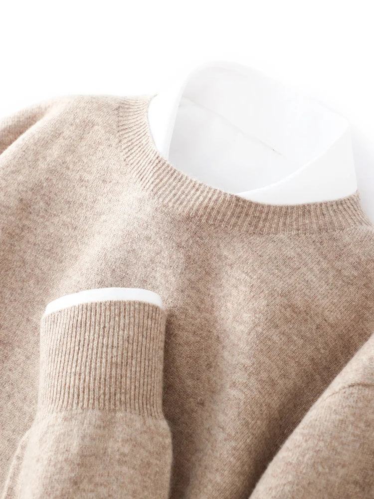 Men 100% Merino Wool Sweater Basic O-neck Wool Pullover Autumn Winter Long Sleeve Soft Jumper Smart Casual Knitwear Popular Tops