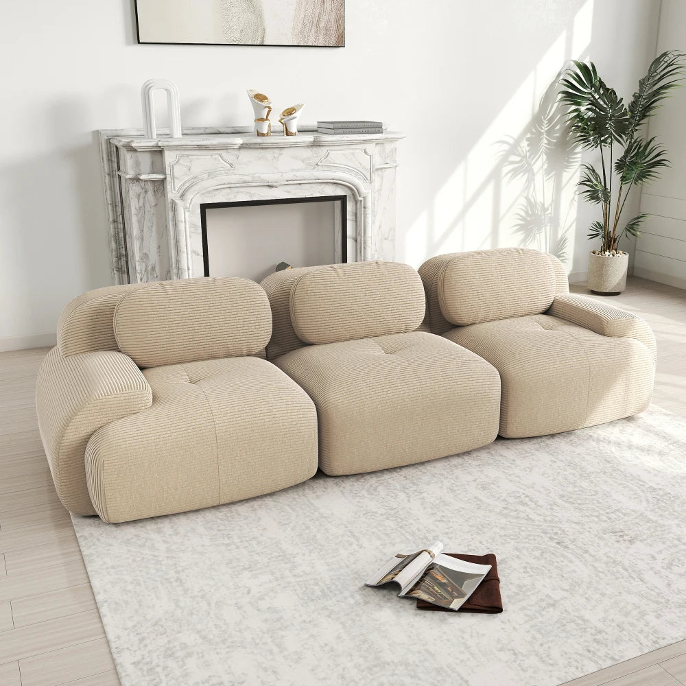 Sofá de pana beige (3 Plazas)