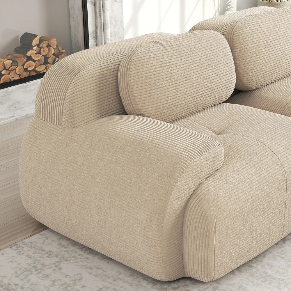 Sofá de pana beige (3 Plazas)